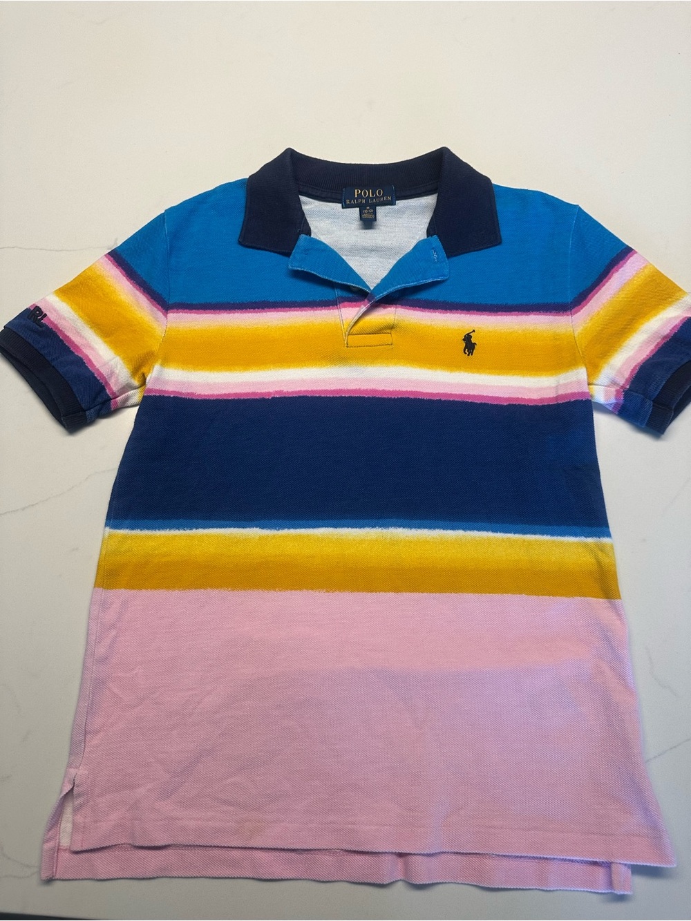 Polo by Ralph Lauren Striped Polo in Navy, Blue, Yellow Size 10-12